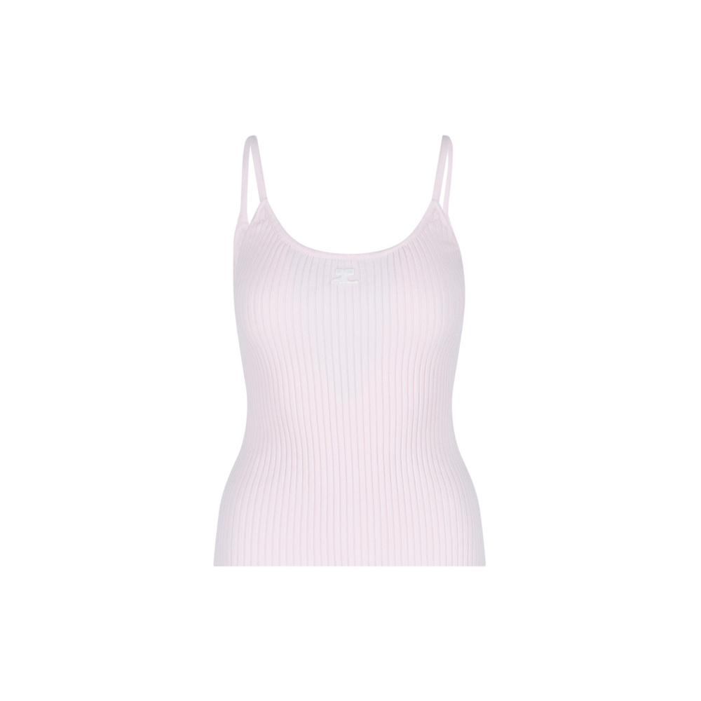 COURRÈGES Top, Pink, Thin Shoulder Straps, Round Neckline